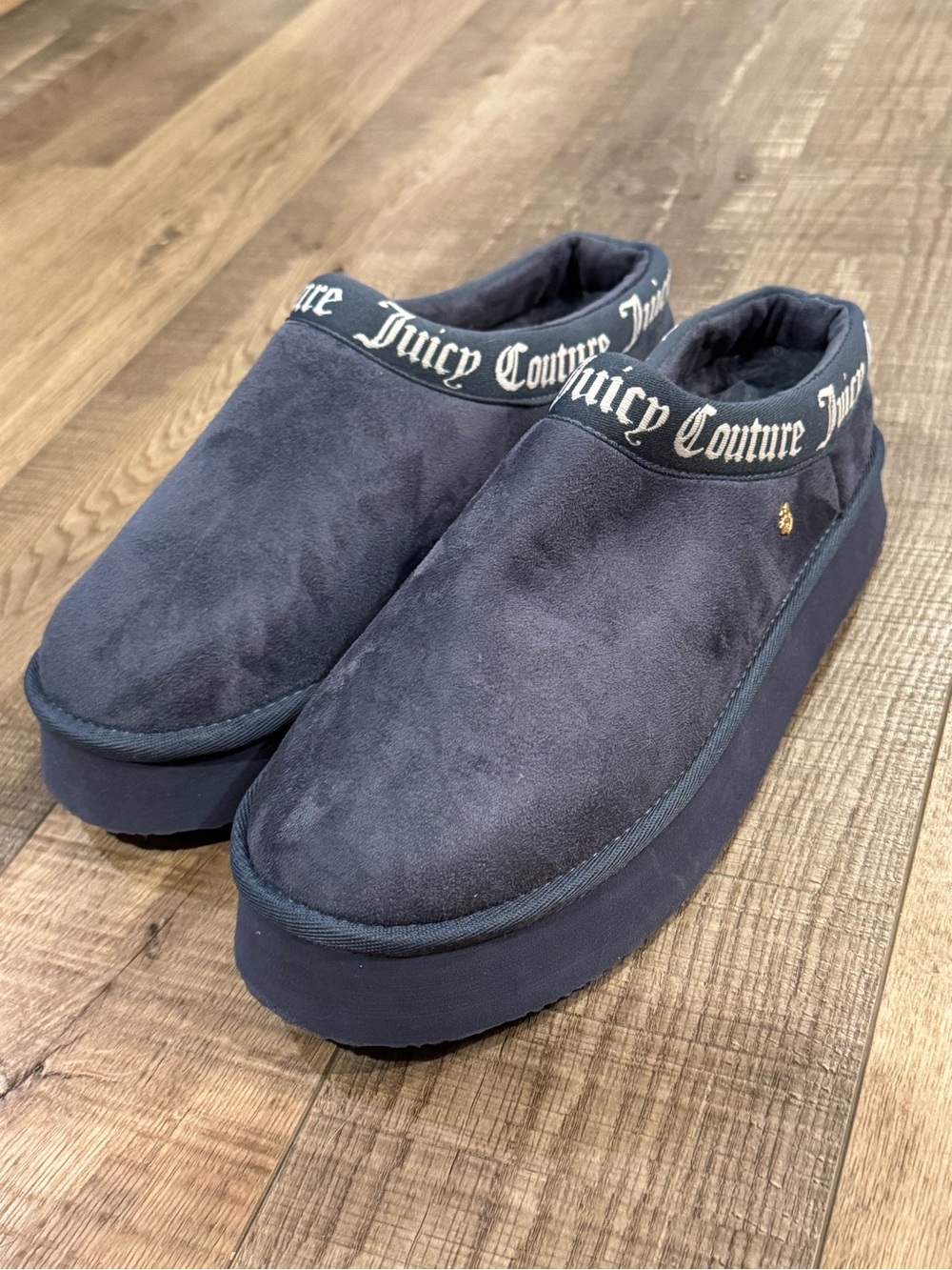 Juicy Couture Women's Navy Suede-Look Platform Slip-Ons